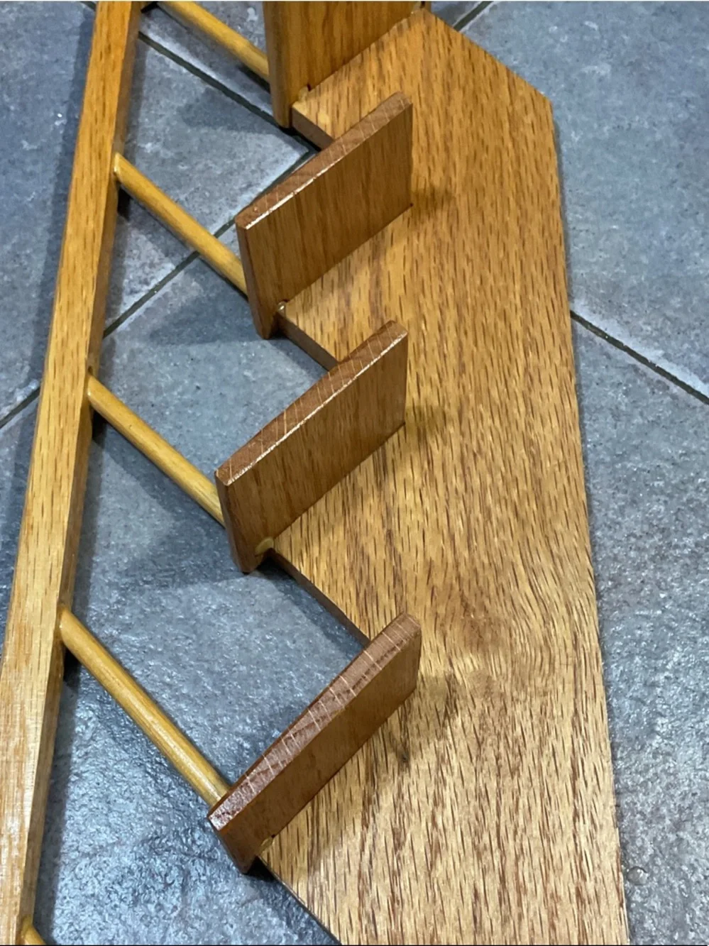 Wooden Wall Rack with Six Pegs - Honey Brown